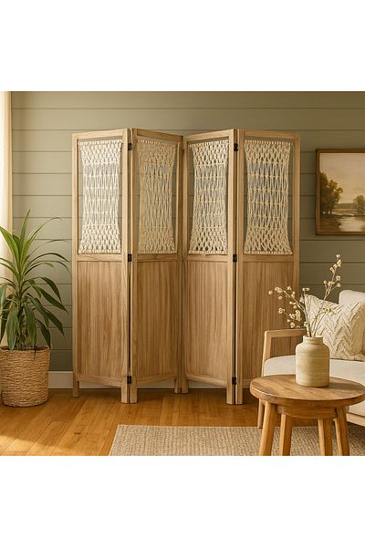 Vi Markets Wooden partition - fabric covered top - 4 pieces