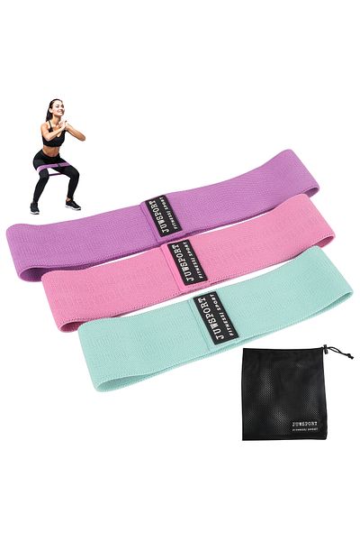 JUWSPORT Resistance Bands Perfect for Buttocks, Legs, and Yoga, 3 Pack