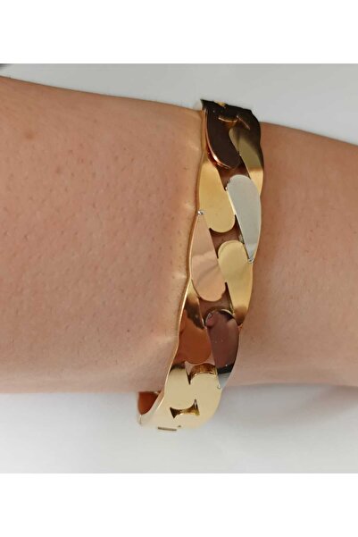 shop سوار معصم من الفولاذ 316L بثلاثة ألوان - ذهبي وردي فضي