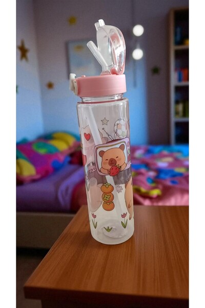FAMEMUS ACCESSORY Capybara 800 ml Quality Water Bottle with Side Bag Without Rope