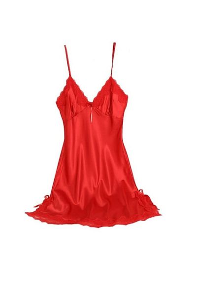 SSMEDIA Rochita de noapte/pijama sexy din satin, pentru dama - Rosu, L