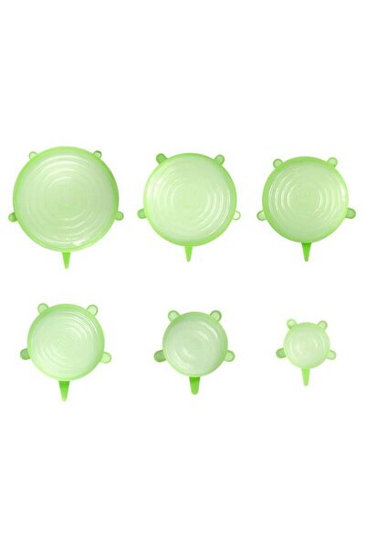 SSMEDIA Set 6 bucati capace de silicon, reutilizabile, folosite pentru a pastra prospetimea alimentelor- VER