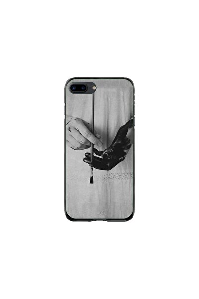Atlas Husa personalizata si Folie de Silicon Apple iPhone 8 Plus, Black Paint...