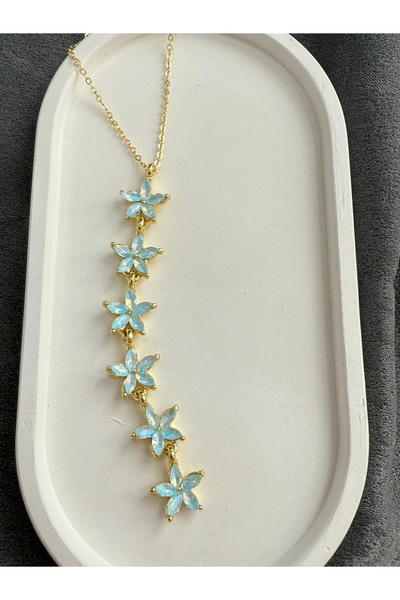 stainles steel Çelik Çiçekli Y Kolye