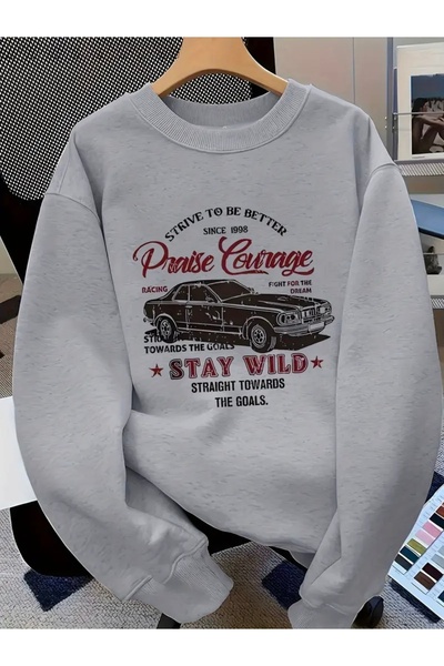 FUFLUNS STAY WILD VINTAGE CAR PRINTED OVERSIZE UNISEX FEMEI/BĂRBAȚI BICICLETE GOLĂ