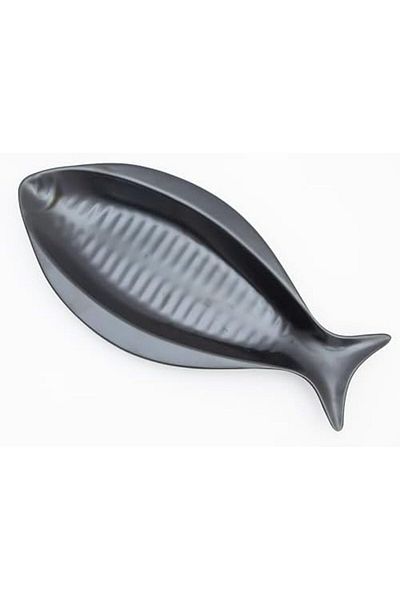 cc bin shihon MN Premium Melamine Matte Black Fish & Seafood Serving Plate