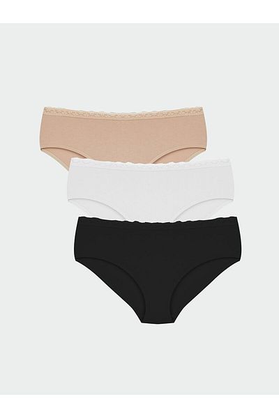 LC Waikiki New Season Lace Detailed Hipster Panties 3-Piece - W50669Z8