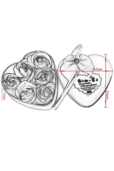 SSMEDIA Set 6 trandafiri de săpun în cutie metalică în formă de inimă, albastră