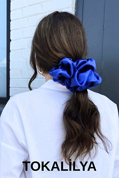 TOKALİLYA Kadın Saten Çapı 20 cm XXXLBüyük Boy Simit Scrunchie Handmade Saç Toka