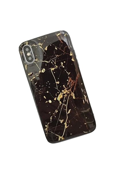 SSMEDIA Husa cu foita de aur 24K pentru Iphone X/XS, culoare Glitter black