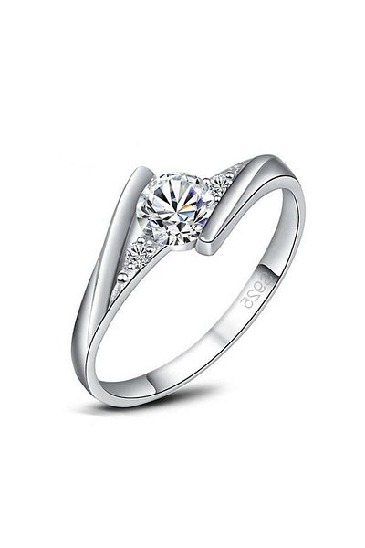 SSMEDIA Women's Ring with Precious Stone, Silver Plated 925, Size 8