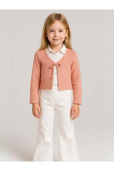 Zekids Girl's Seasonal Knitted Tie-Up Cardigan