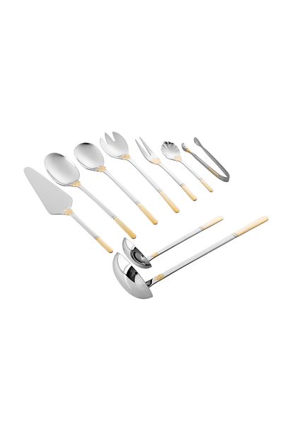 Dania 72-piece stainless steel cutlery set with gold and wooden box