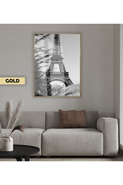 Harikabirev HARIKABİREV | MODELUL TURNULUI EIFFEL NEGRU & ALB -6 | TABLOU DIN STICLĂ ÎNTĂRIT CU CADRU, SIMPLE, VERTICAL