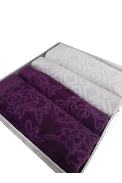 Özdilek Pastoral Towel Set Turkish Bath Set - Gray Purple