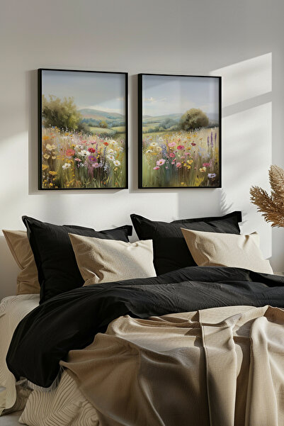 STARYUNA Set de picturi duble cu efect de pictură în ulei cu peisaj rural flo...