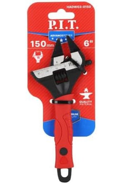 PİT Adjustable Wrench (6") Rubber Handle - Maximum Opening Size 35mm PROF/HADW03-0150