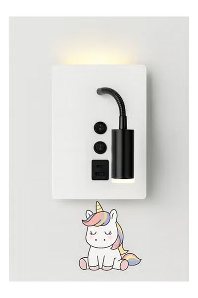 Nerfa Modern wall light with USB charger and backlight - white frame