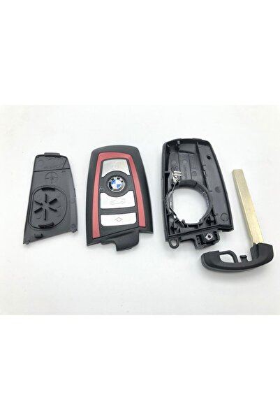 MAF Carcasă cheie premium cu 4 butoane pentru BMW X3 X4 F10 F20 F30 F40 F14 F01 F02, cadru roșu