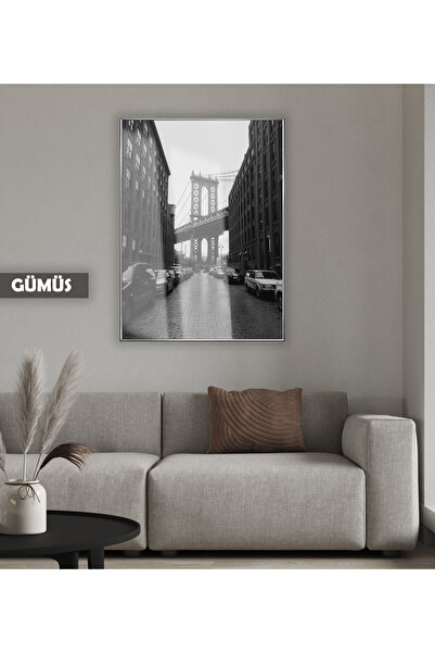 Harikabirev HARİKABİREV | MODEL PUNTEA NEW YORK NEGRU&ALB 01 | TABLA DE STICLA TEMPLATA CU CADRU, SIMPLE, VERTICALA