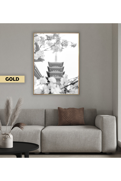 Harikabirev HARİKABİREV | MODEL AL TEMPLELULUI JAPONIAI NEGRU&ALB | TABLA DE STICLA TEMPLATA CU CADRU, SIMPLE, VERTICALA