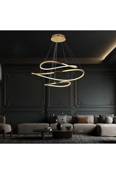 Nerfa Modern LED chandelier with a luxurious streamlined design - gold frame
