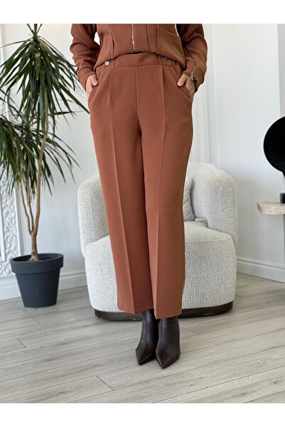 MissWhence Kendinden Desenli Pantolon Tarçın 36102