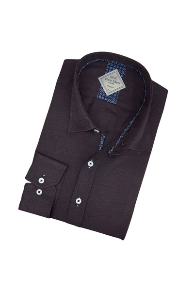 GÖMLEK GALERİSİ Slim Fit Slim Fit Plain Long Sleeve Men's Shirt