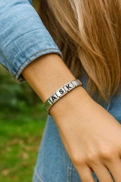 KdrElektronik Love Written Bracelet Charm Steel Adjustable Love Bracelet Suitable for All Ages
