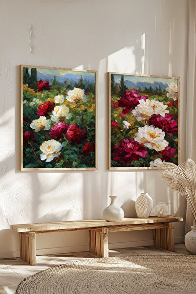 STARYUNA Set de pictură dublă cu efect de pictură în ulei cu model de trandaf...