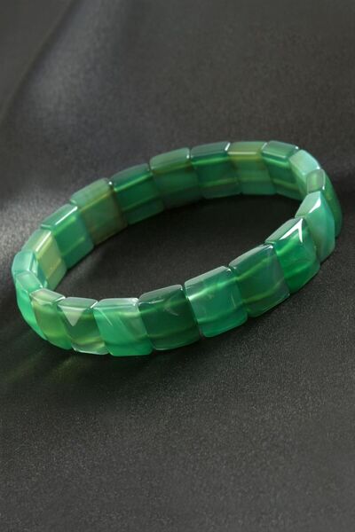 AKSESUARIM Square Cut Original Jade Natural Stone Bracelet
