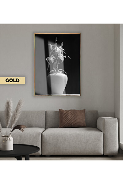 Harikabirev HARİKABİREV | FLORI ÎN VAS NEGRU&ALB MODEL 03 | TABLA DE STICLA T...