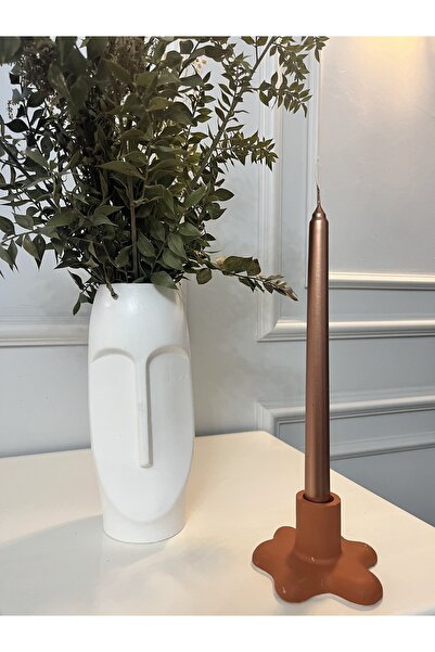 Verda Desing Dekoratif Beyaz Alçı-Beton Tasarım Damla Desenli Şamdanlık Mumluk 1 Adet