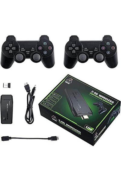 Generic Classic M8 Game Stick 4K Game Console with Two 2.4G Wireless Gamepads Dual Players HDMI Output Built