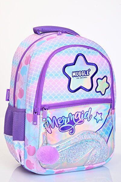 MUGGLE Mu-9026Mermaid Okul Çantası | Işıltılı Mor Pembe Sırt Çantası