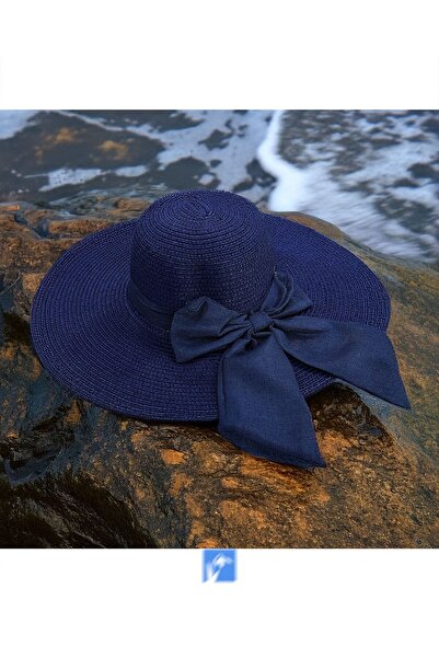 Kardelen Butik Denizli Luxury Straw Wide Brim Solid Color Beach Hat for Women