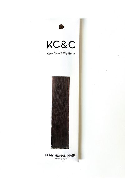 keep calm Dark Brown Single Highlight Hair Extension Clip-In