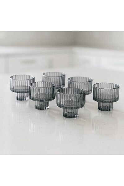 FAIR HOME 6 Pieces Smoked Color Glass Origami Mini Turkish Delight Holder – Coffee Side Sugar Bowl – Pinterest Sugar Bowl