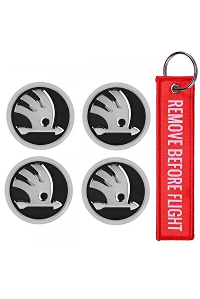 MAF Set 4 capace de roată pentru jante Skoda de 56 mm și breloc, demontat înainte de zbor