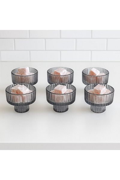 FAIR HOME 6 Pieces Smoked Color Glass Origami Mini Turkish Delight Holder – Coffee Side Sugar Bowl – Pinterest Sugar Bowl