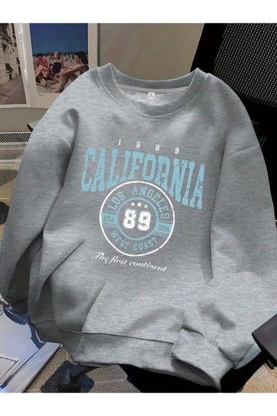 FUFLUNS سويت شيرت بقلنسوة مطبوع عليه كاليفورنيا للجنسين