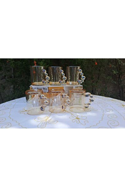Online Kapında 6 Lı Boncuklu Kupa Çay Bardağı Meşrubat Bardağı Kalın Camlı