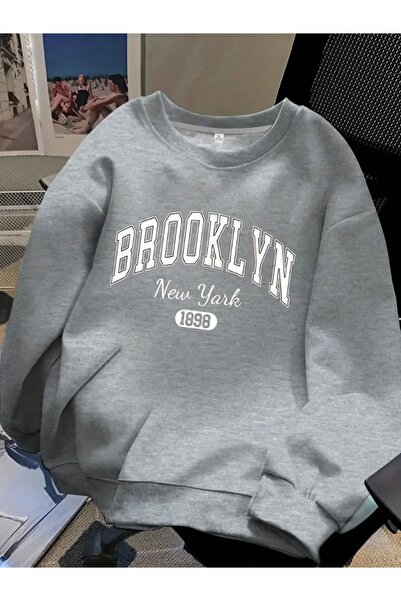 FUFLUNS سويت شيرت برقبة دائرية للجنسين للنساء/الرجال مطبوع عليه BROOKLYN NEW ...