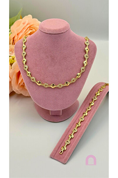 Moond Accessories Xuping 14k Altın Kaplama Kolye Bileklik 2'li Set