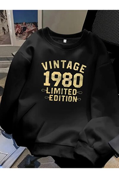 FUFLUNS سويت شيرت VINTAGE 1980 مطبوع كبير الحجم للجنسين للنساء/الرجال