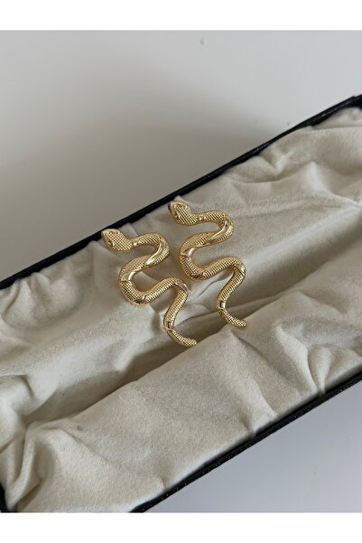 MİOSA 14K Altın Kaplama Yılan Küpe