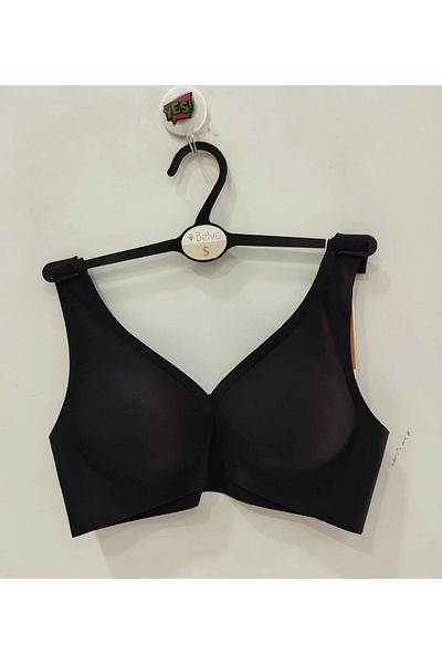 Belvü Women's Laser Cut Black Bra with Removable Pads -1231