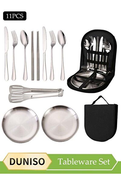 Generic 11 Pcs Stainless Steel Camping Cutlery Set, portable outdoor picnic u...