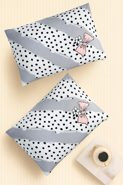 İQON |   Pattern |   Ranforce 2-Piece Pillowcase Set |   Bow White