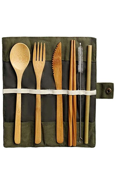 Generic Bamboo Cutlery Set, Bamboo Travel Utensils Include Knife Fork Spoon C...